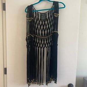 BEBE festival fringe beaded vest